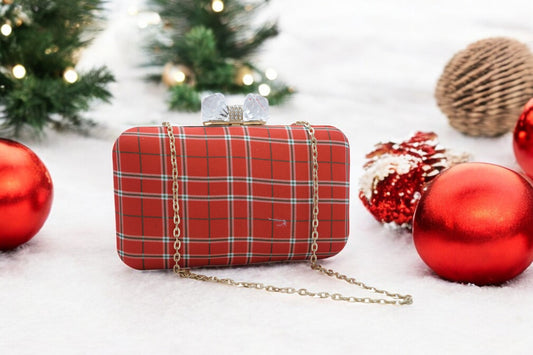 It's Me Checked Red Bow Bag