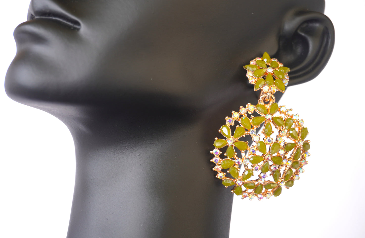 Crystal Mesh Earrings - Green