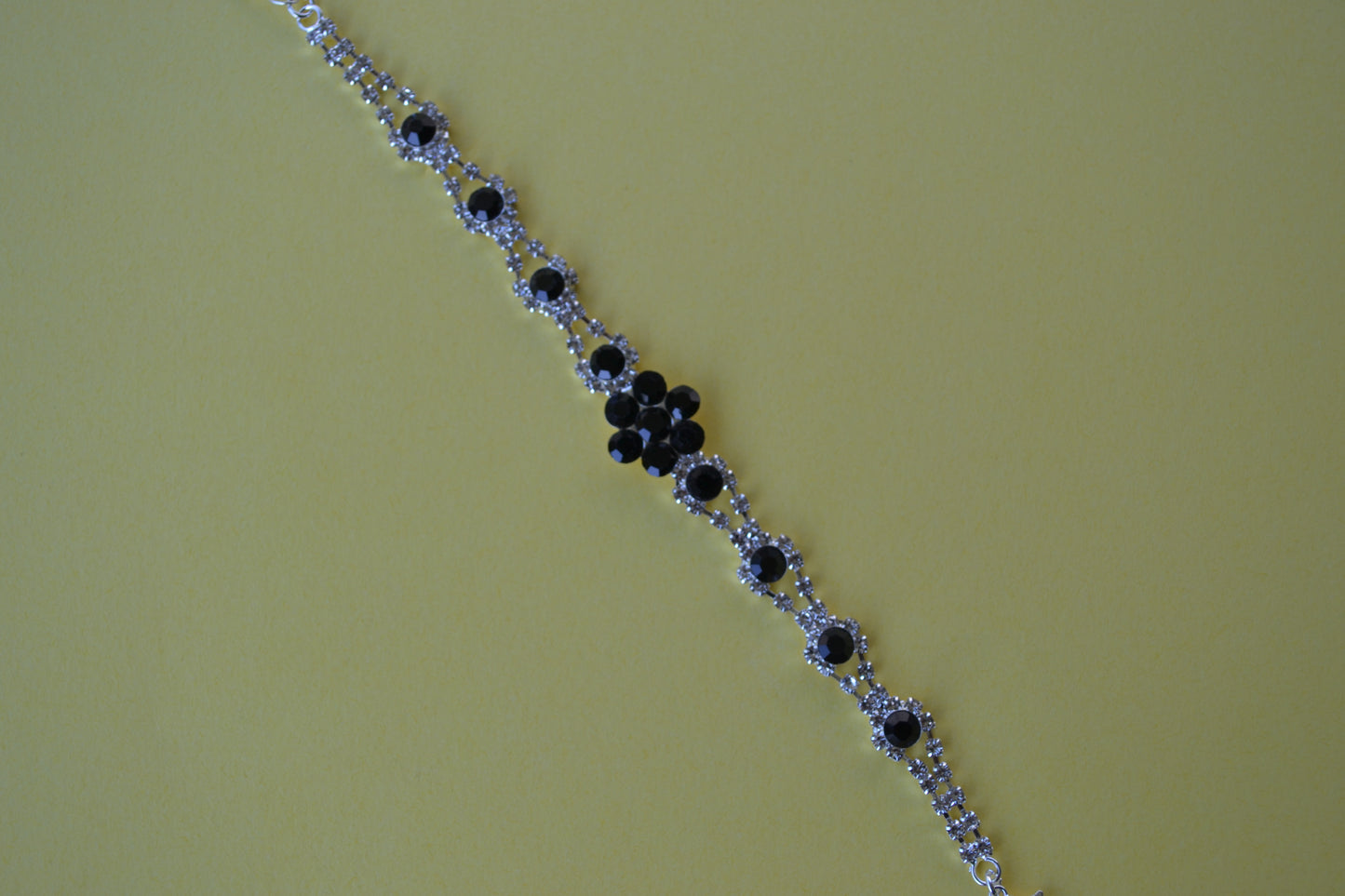 Silver Black Necklace Bracelet Set