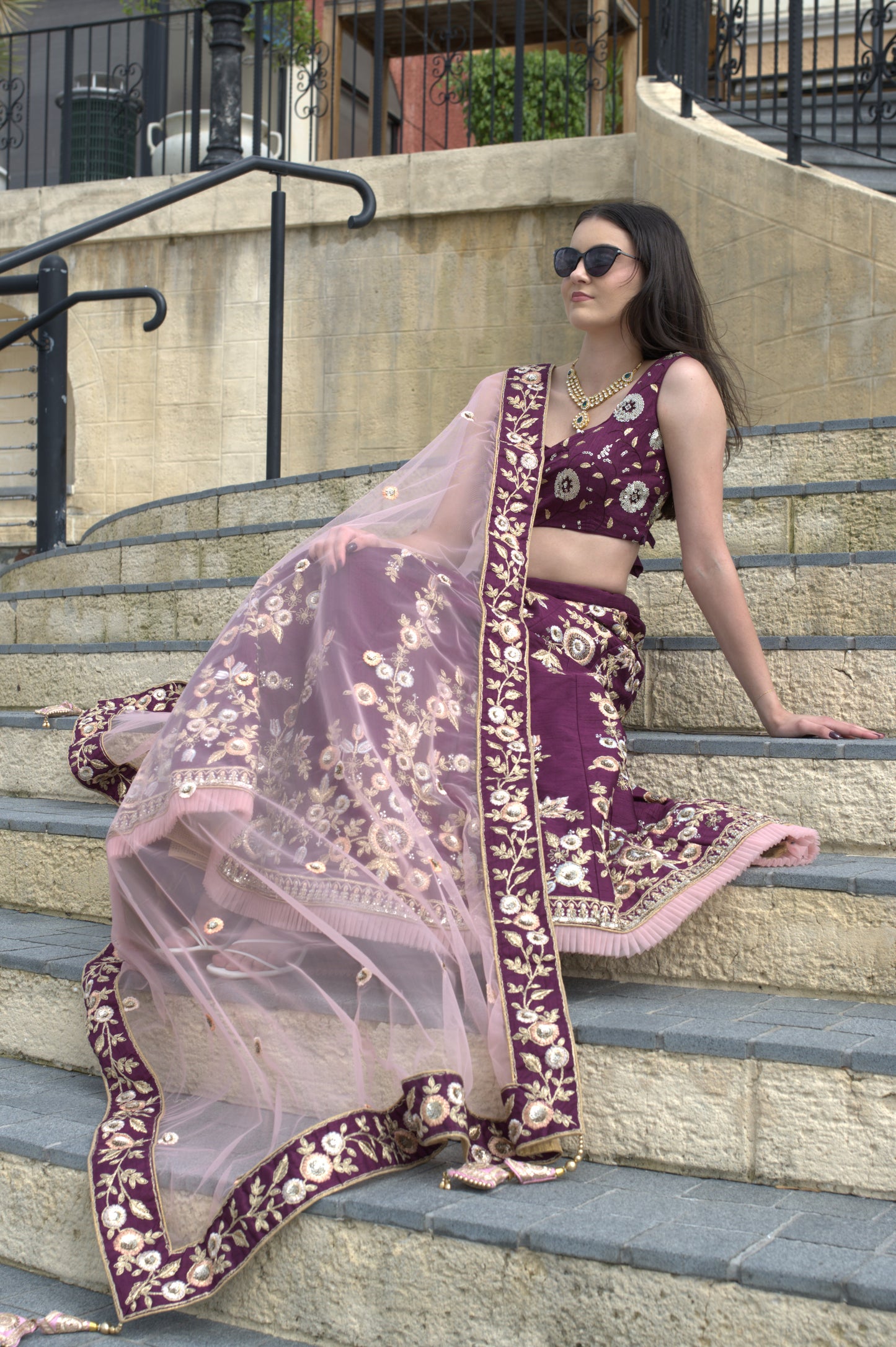 Purple climbers Lehenga Skirt Set