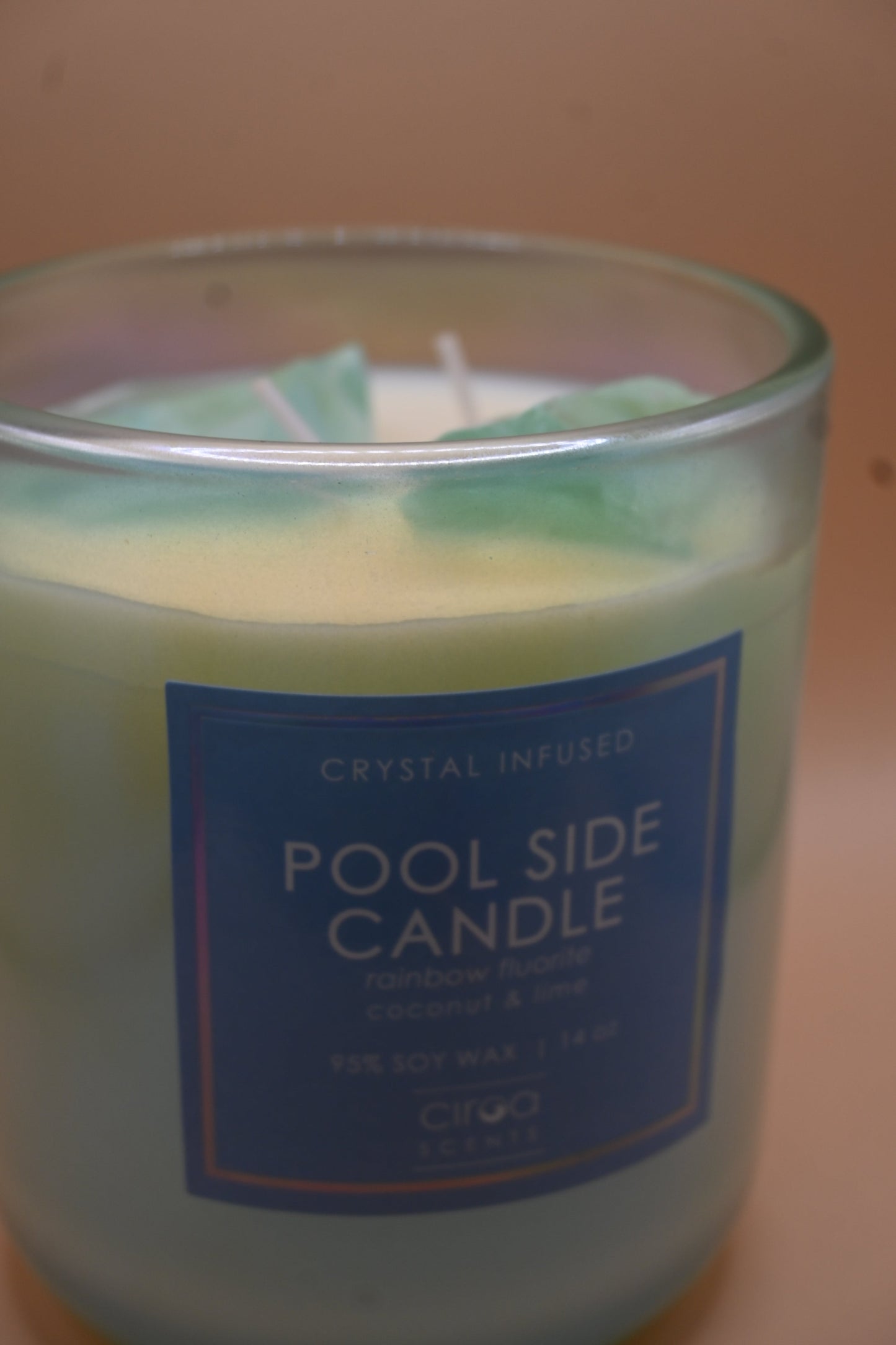Pool Side Candle – Rainbow Fluorite, Coconut & Lime