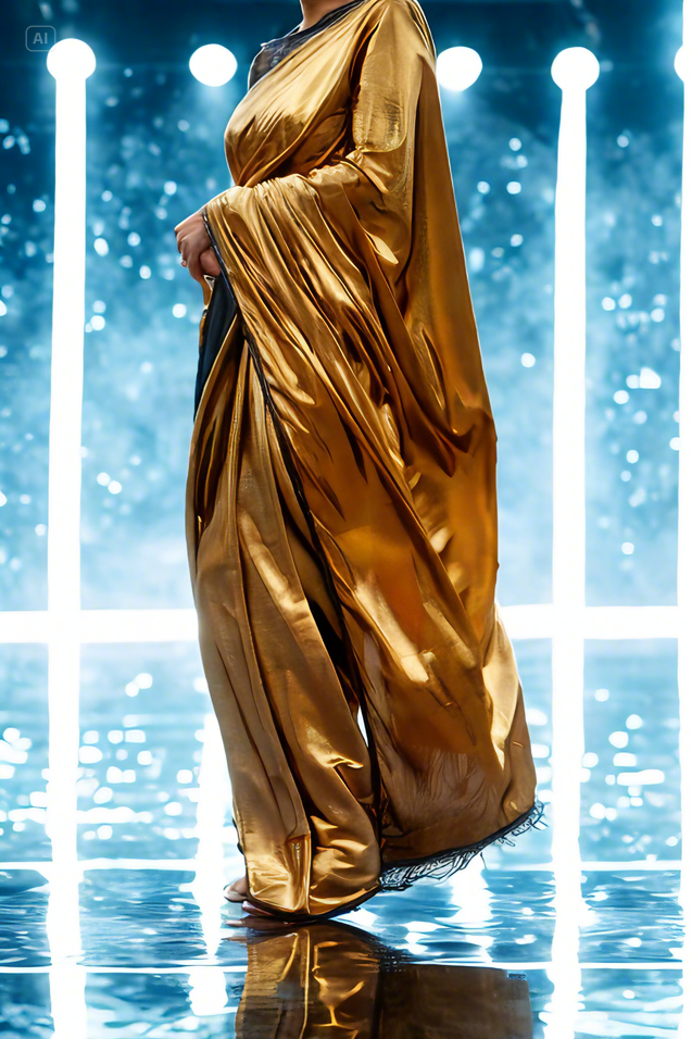 Golden Opulence: A Modern Saree for the Fashion-Forward
