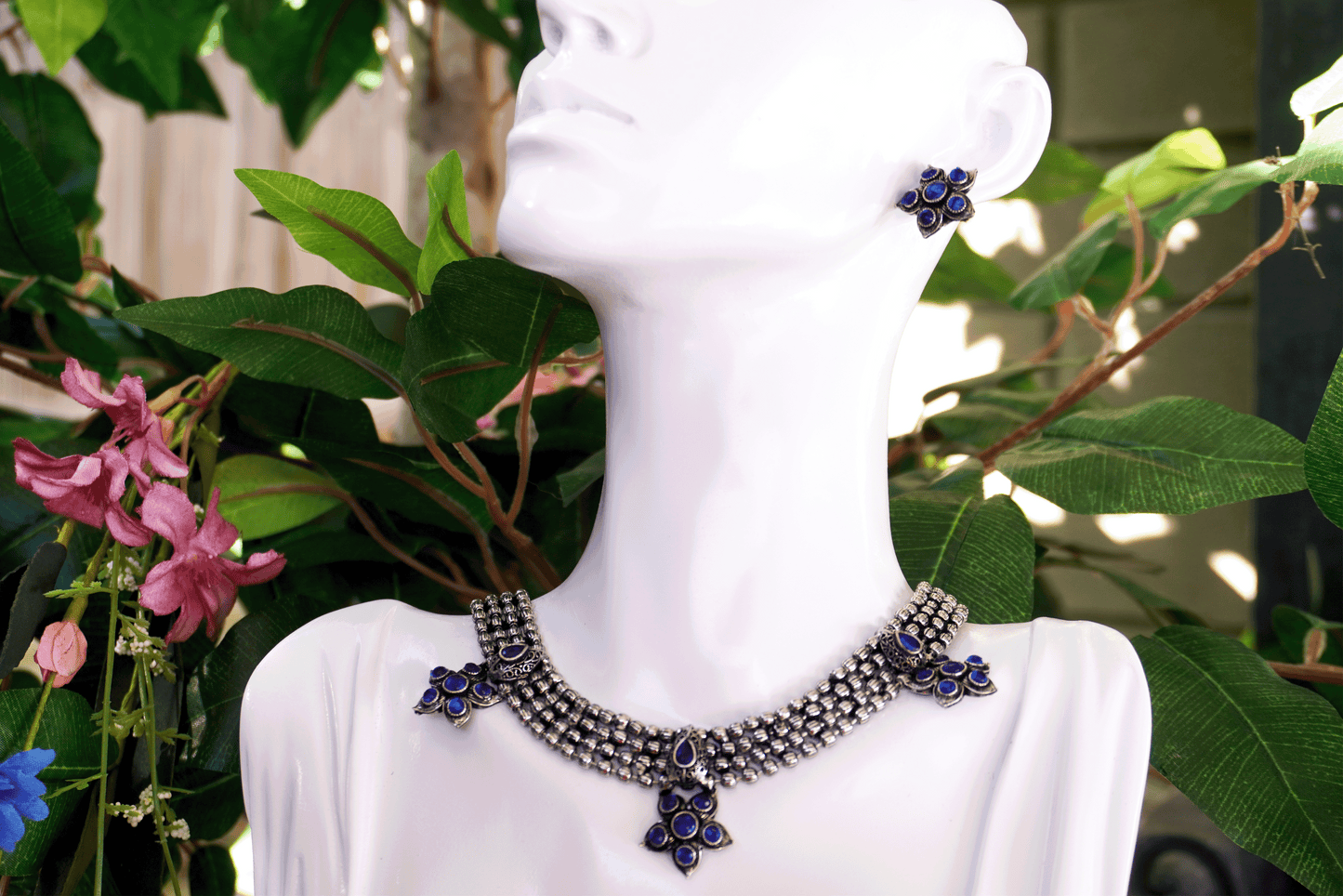 Oxidised Necklace - Blue