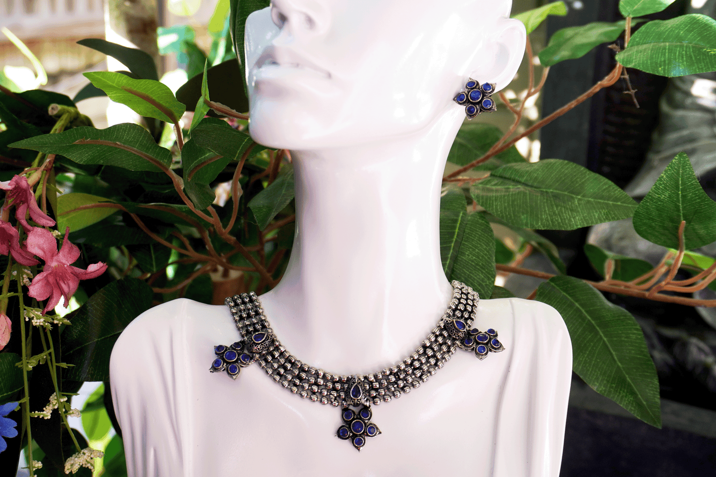 Oxidised Necklace - Blue