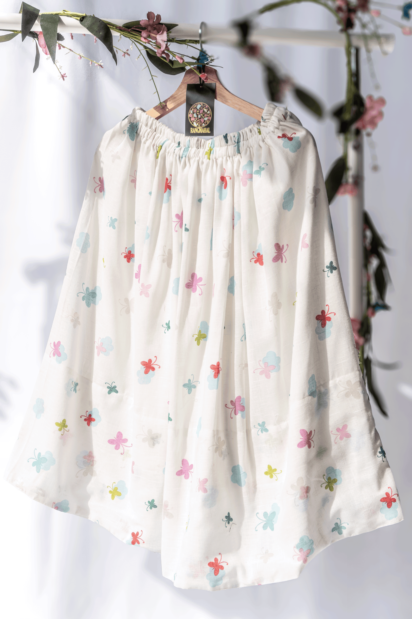 Butterfly Crop Top and Skirt Set - White