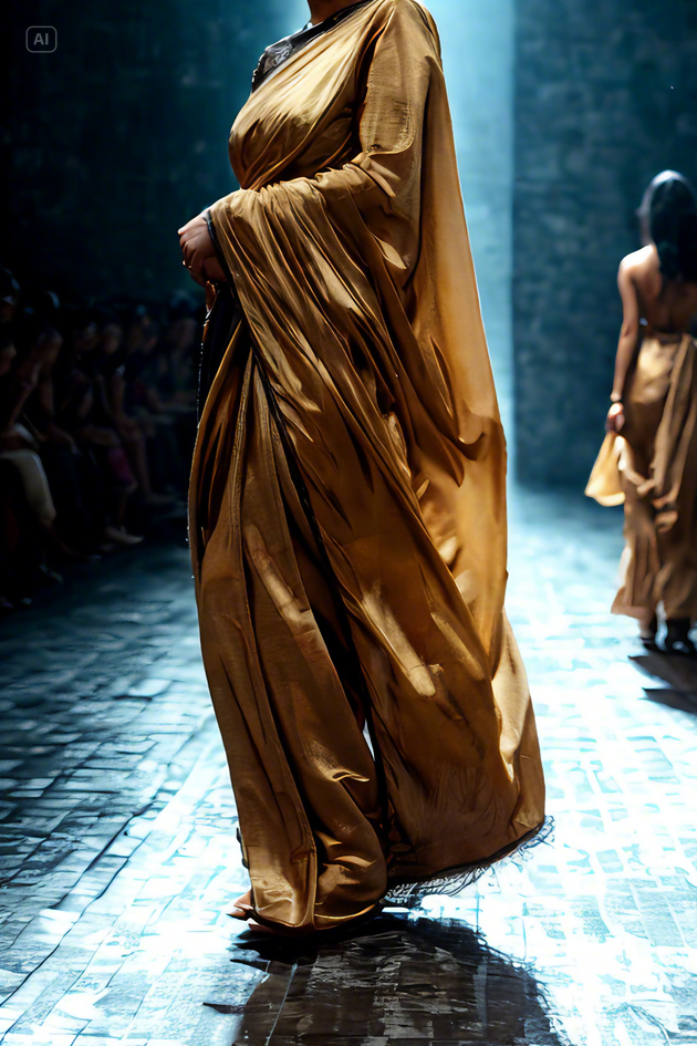 Golden Opulence: A Modern Saree for the Fashion-Forward