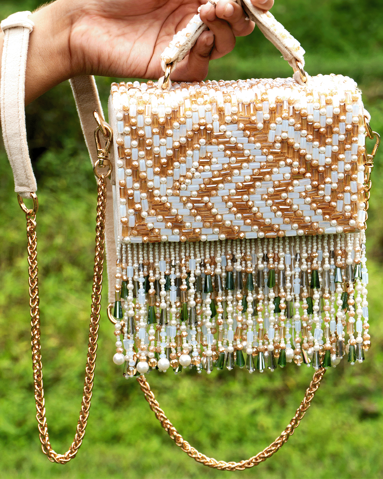 Beaded Bag - Beige