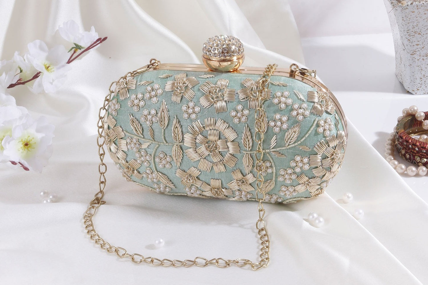 Golden Bloom Bag - Mint Green