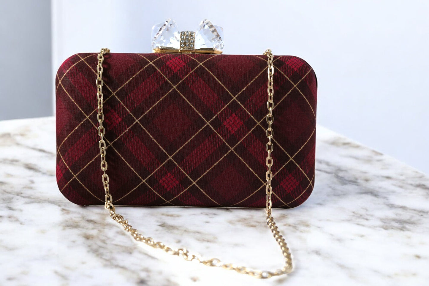 Love Checked Red Bow Bag