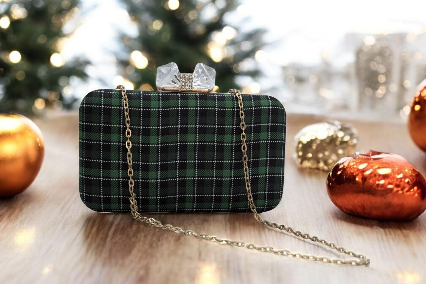 Angel Checked Green Bow Bag