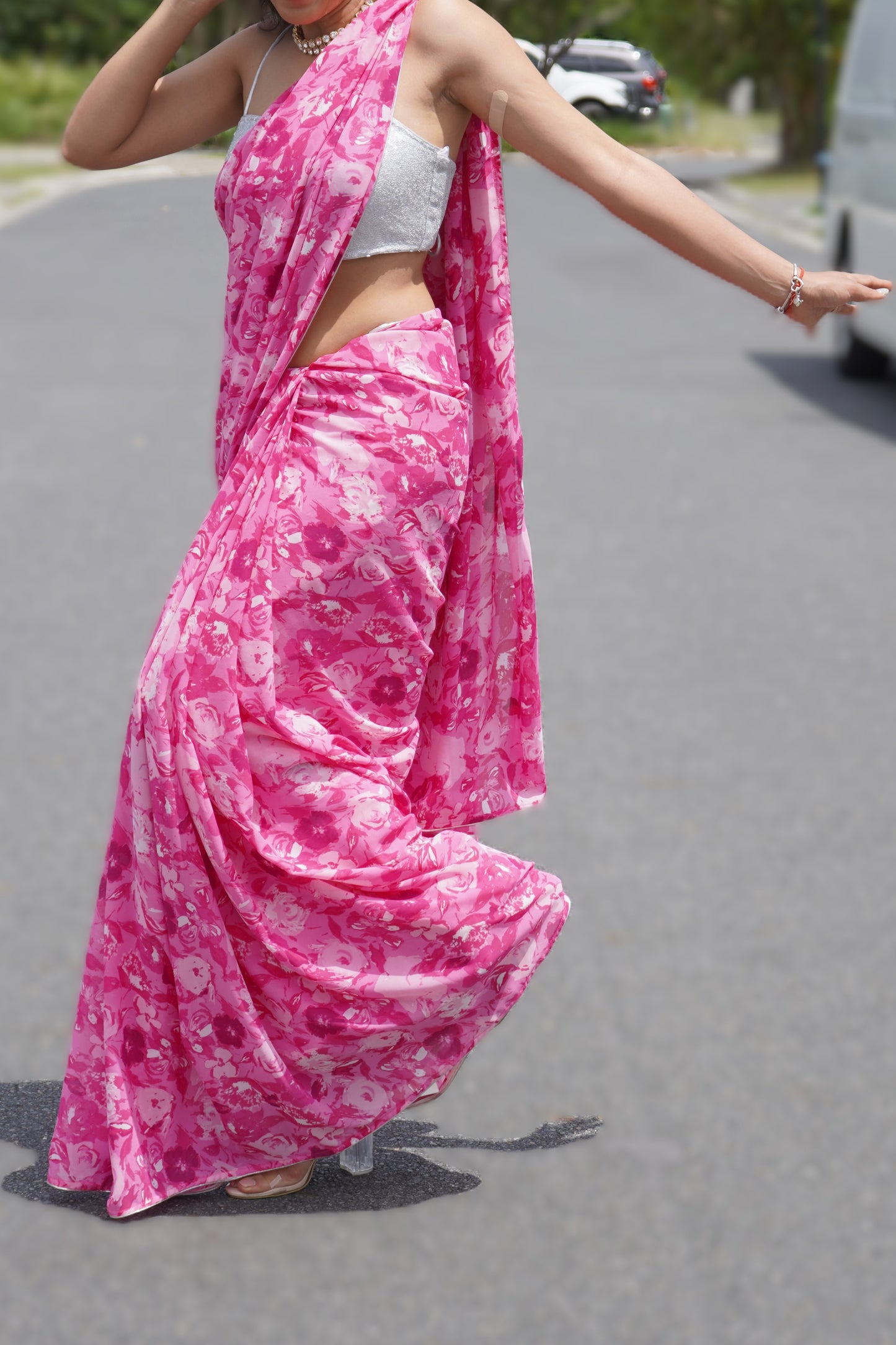 Pink Floral saree