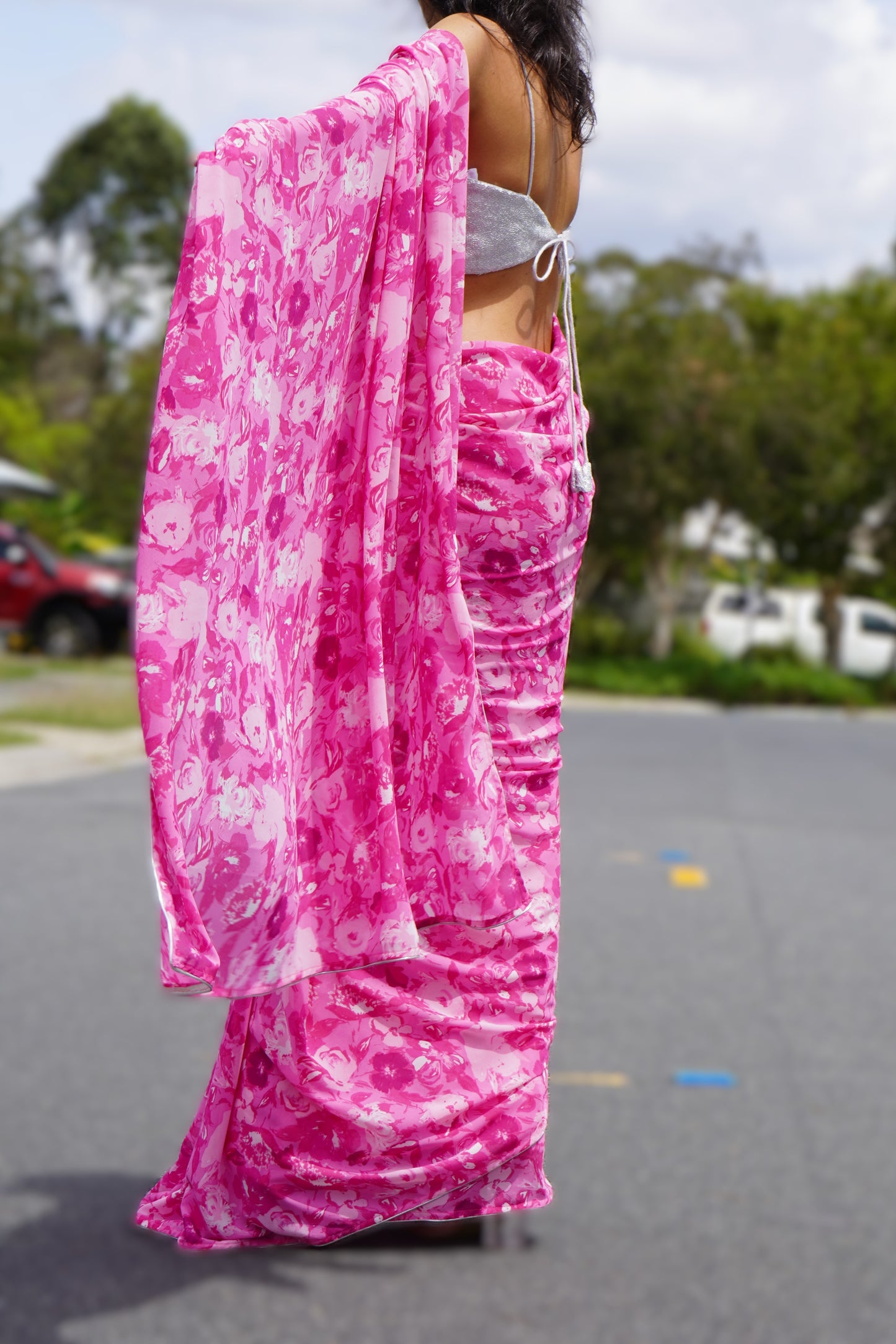 Pink Floral saree