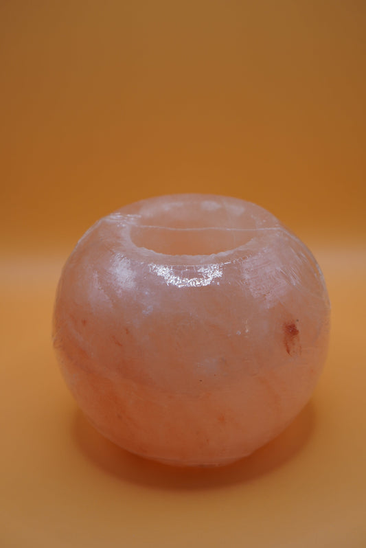 Round Himalayan Salt Candle Holder