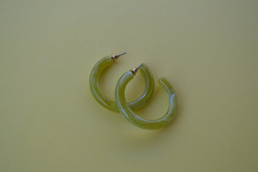 Green Hoop Earrings