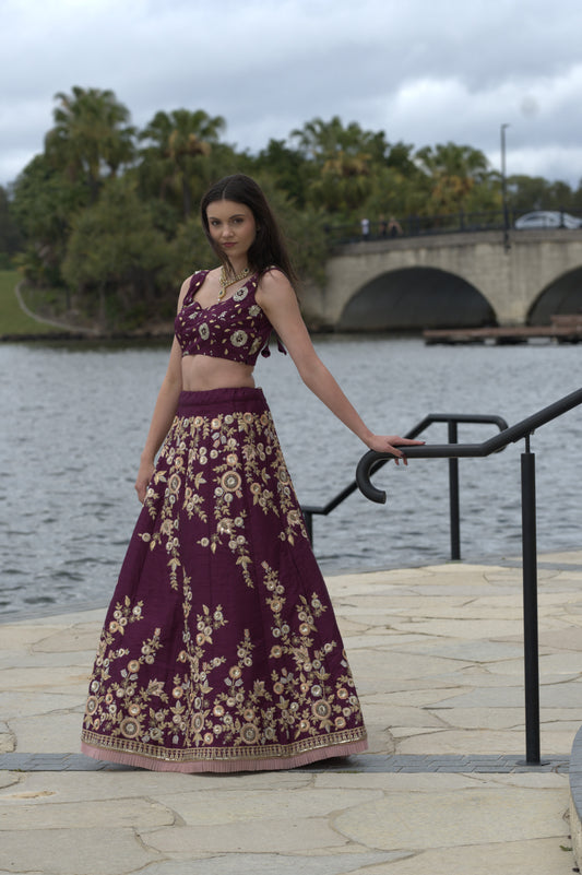 Purple climbers Lehenga Skirt Set