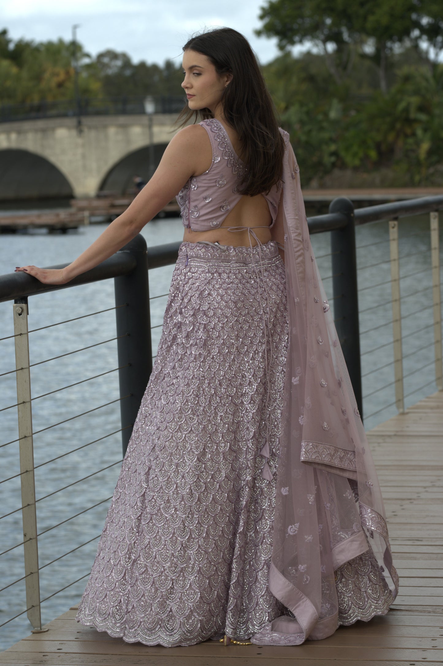 Lavender Reflector Lehenga Set - Lavender