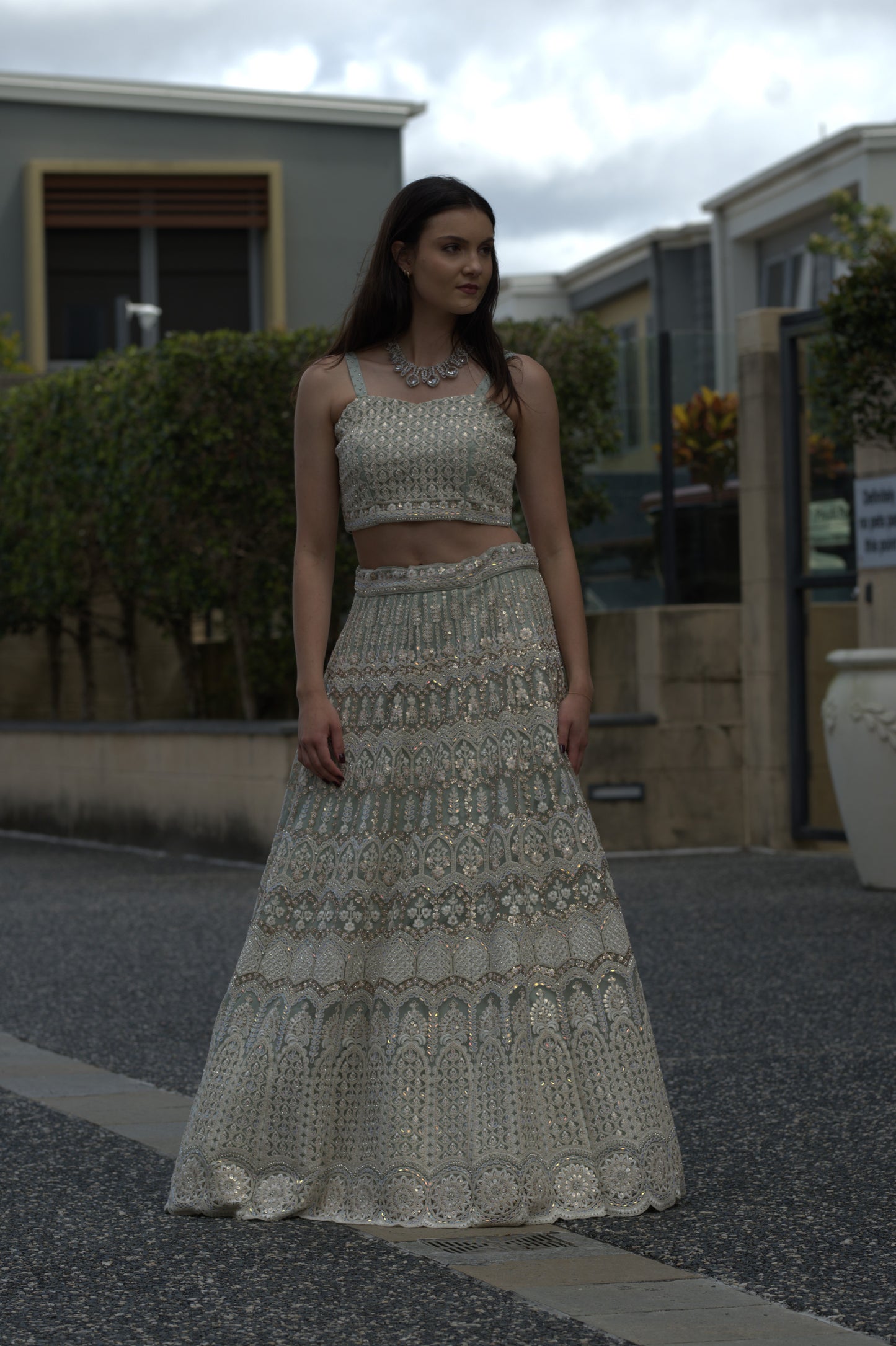 Embroidered Lehenga Set - Pastel Green