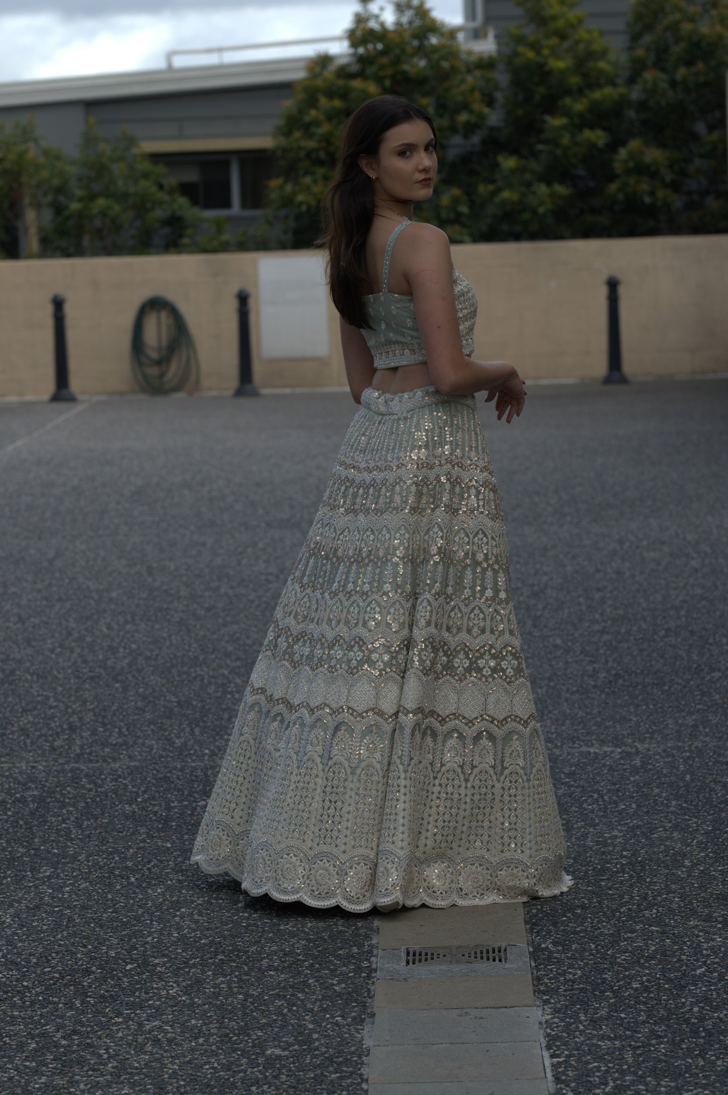 Embroidered Lehenga Set - Pastel Green