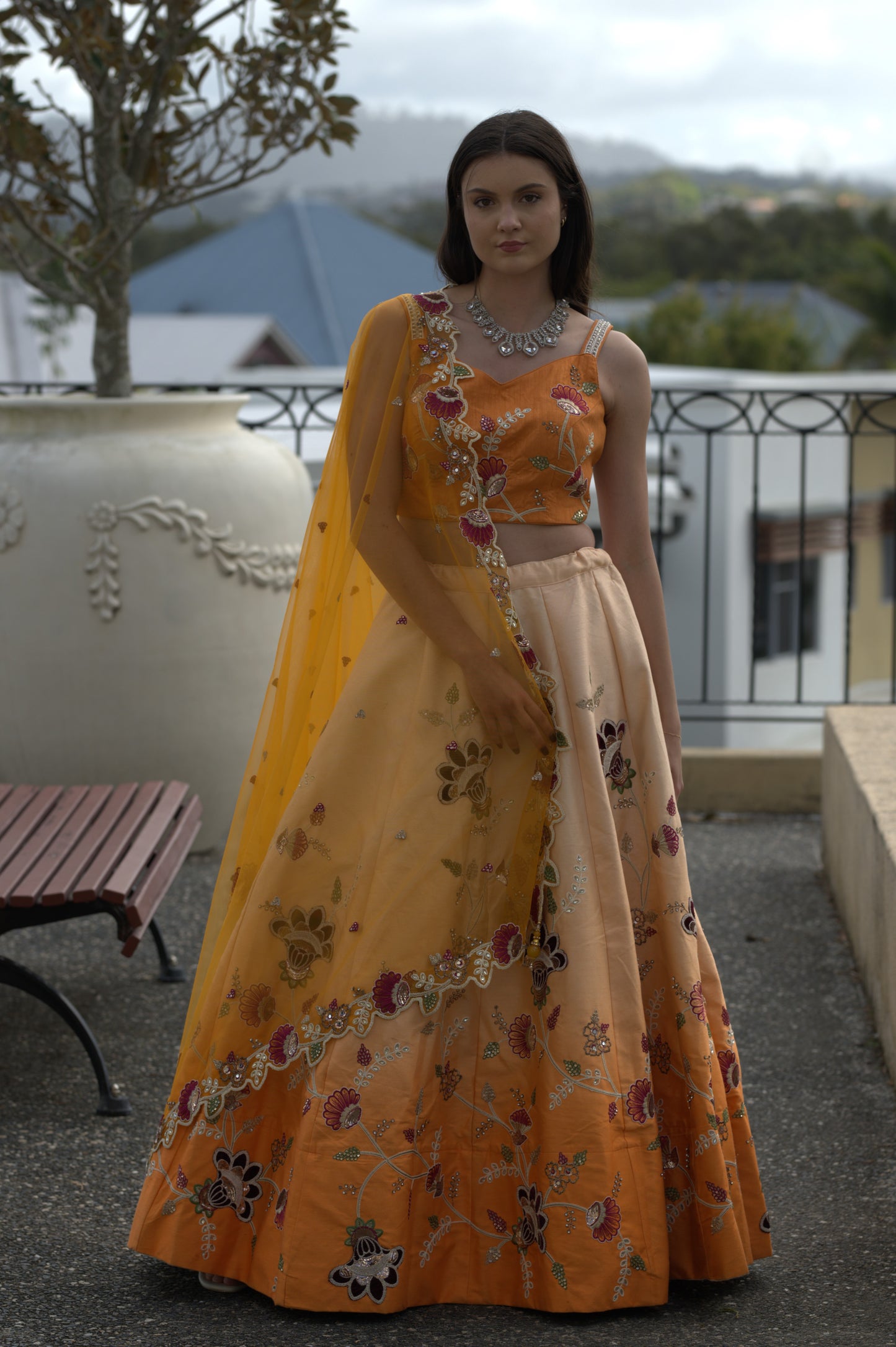 Cutwork Lehenga Set - Orange