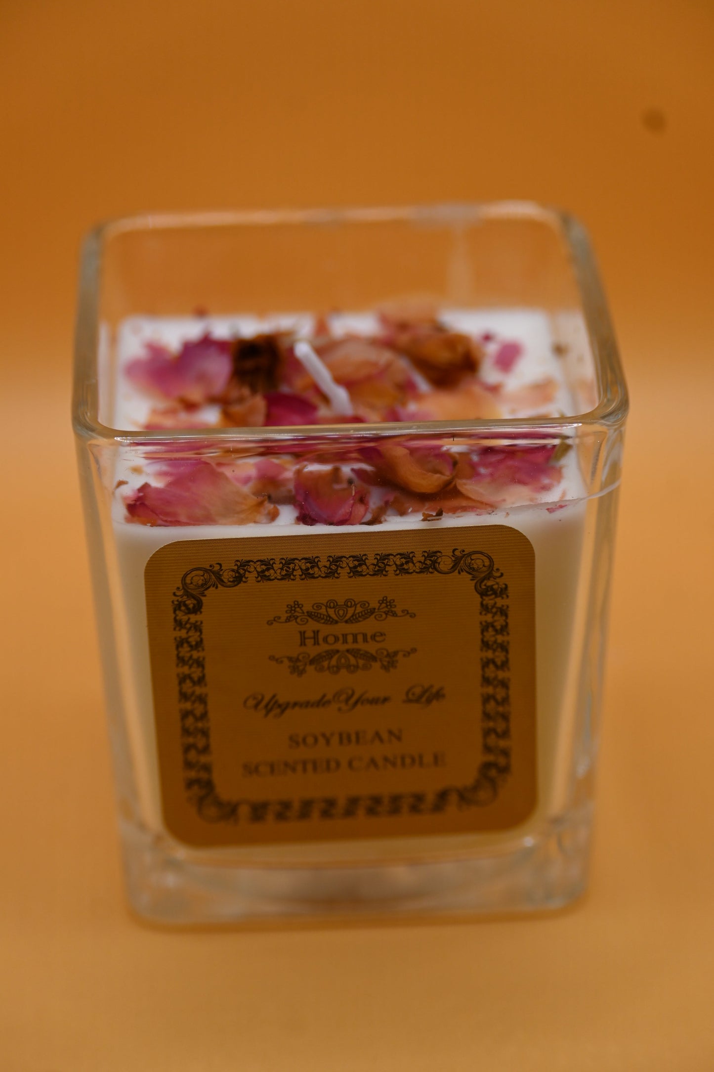 Handcrafted Soybean Scented Candles with Petals- 7*7*7.5