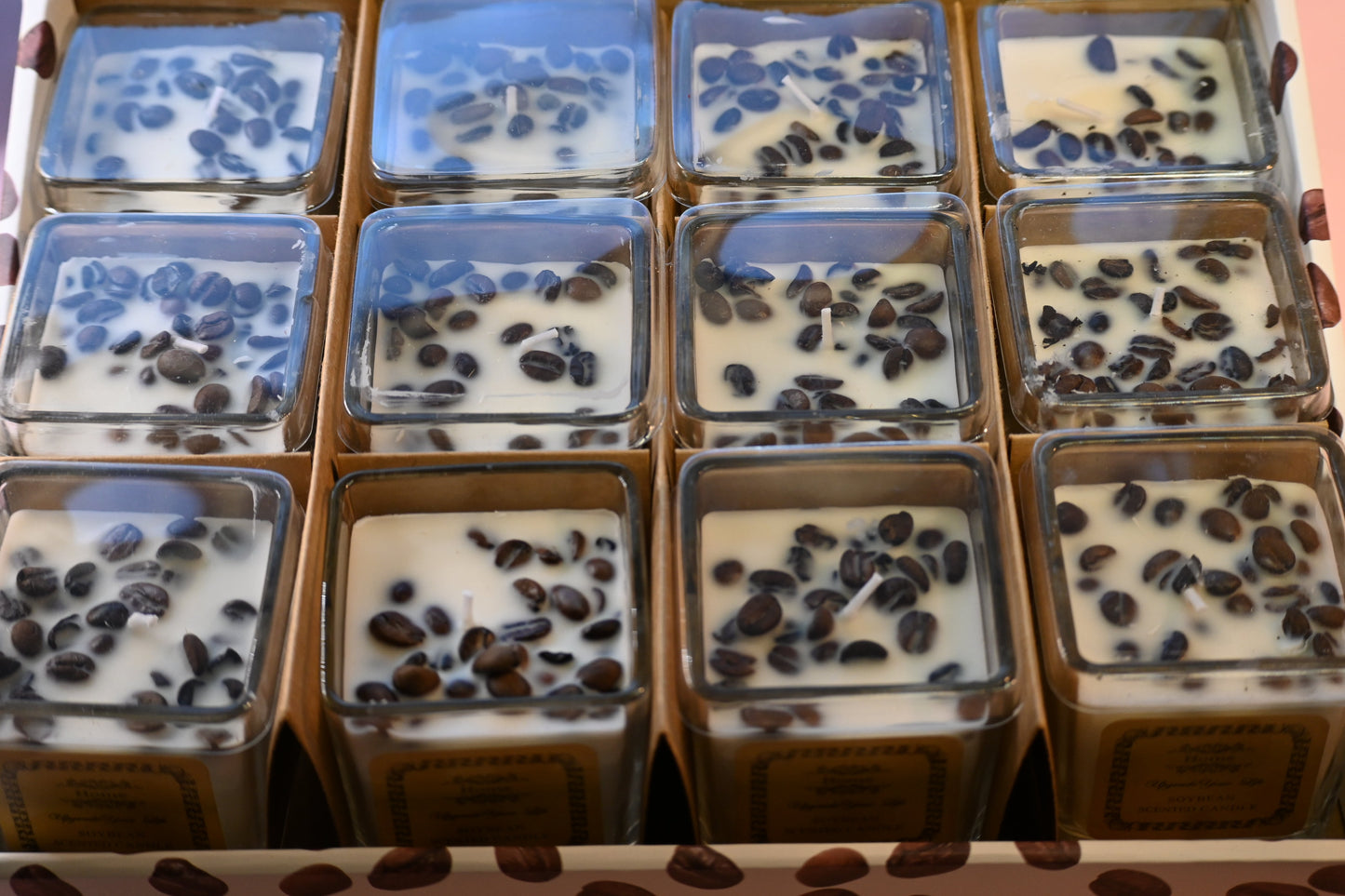 Premium Soybean Scented Candles with Coffee Beans- 7*7*7.5-