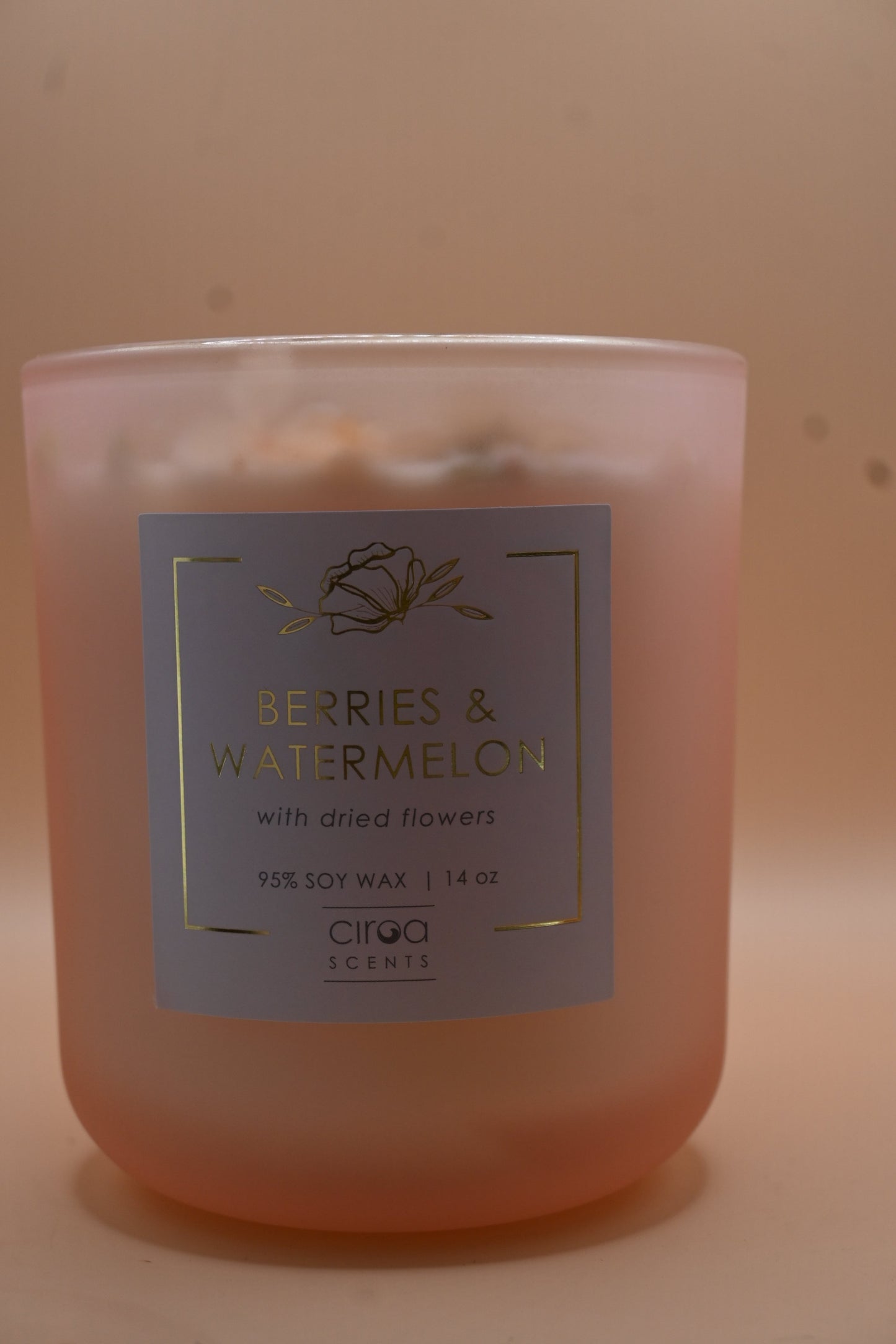 Berries & Watermelon Soy Candle with Dried Flowers