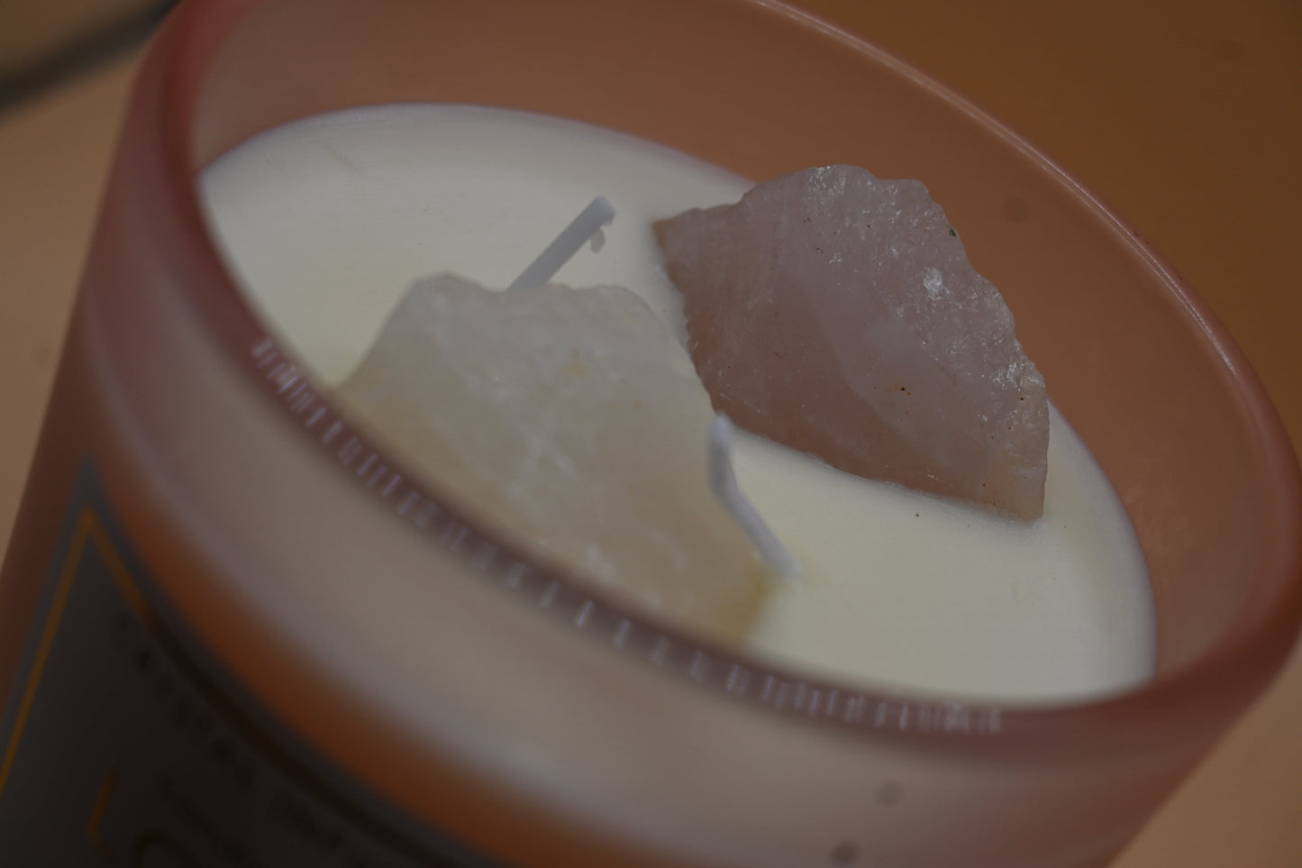 Crystal Infused Candle - Love  9.6*11 Peach