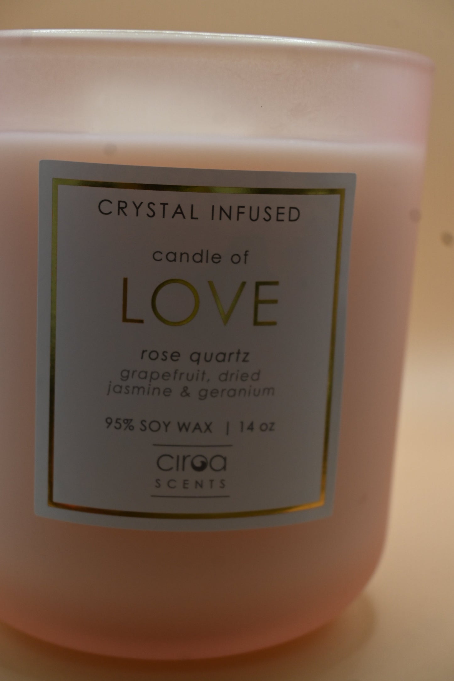 Crystal Infused Candle - Love  9.6*11 Peach