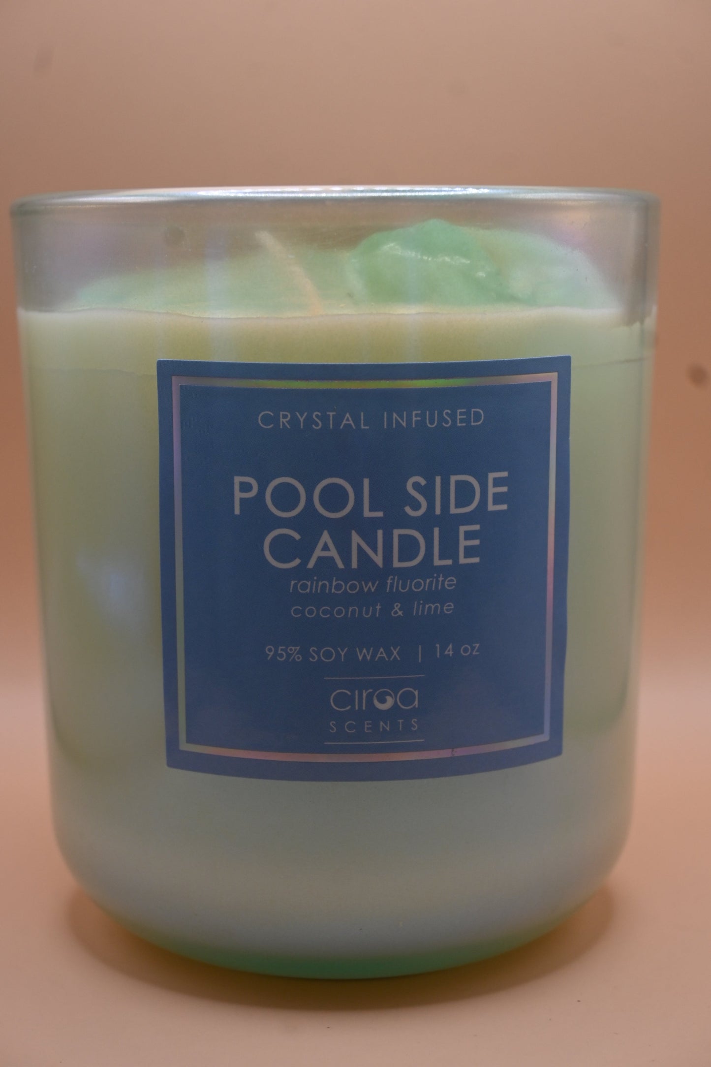 Pool Side Candle – Rainbow Fluorite, Coconut & Lime