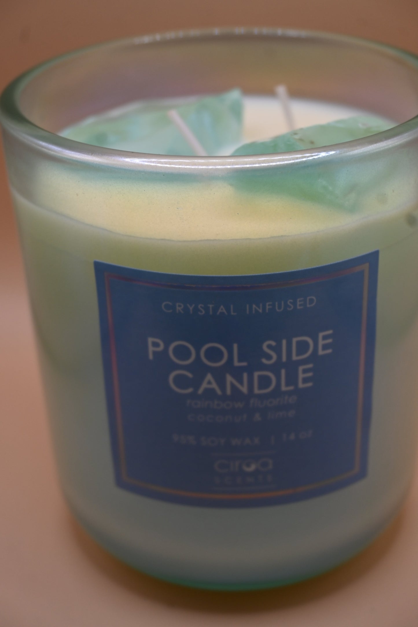 Pool Side Candle – Rainbow Fluorite, Coconut & Lime