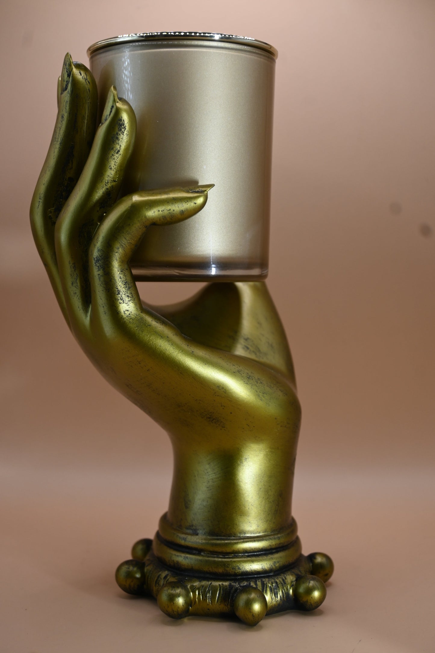 Elegant Hand-Formed Candle Holder in Gold Finish 100G- Gold