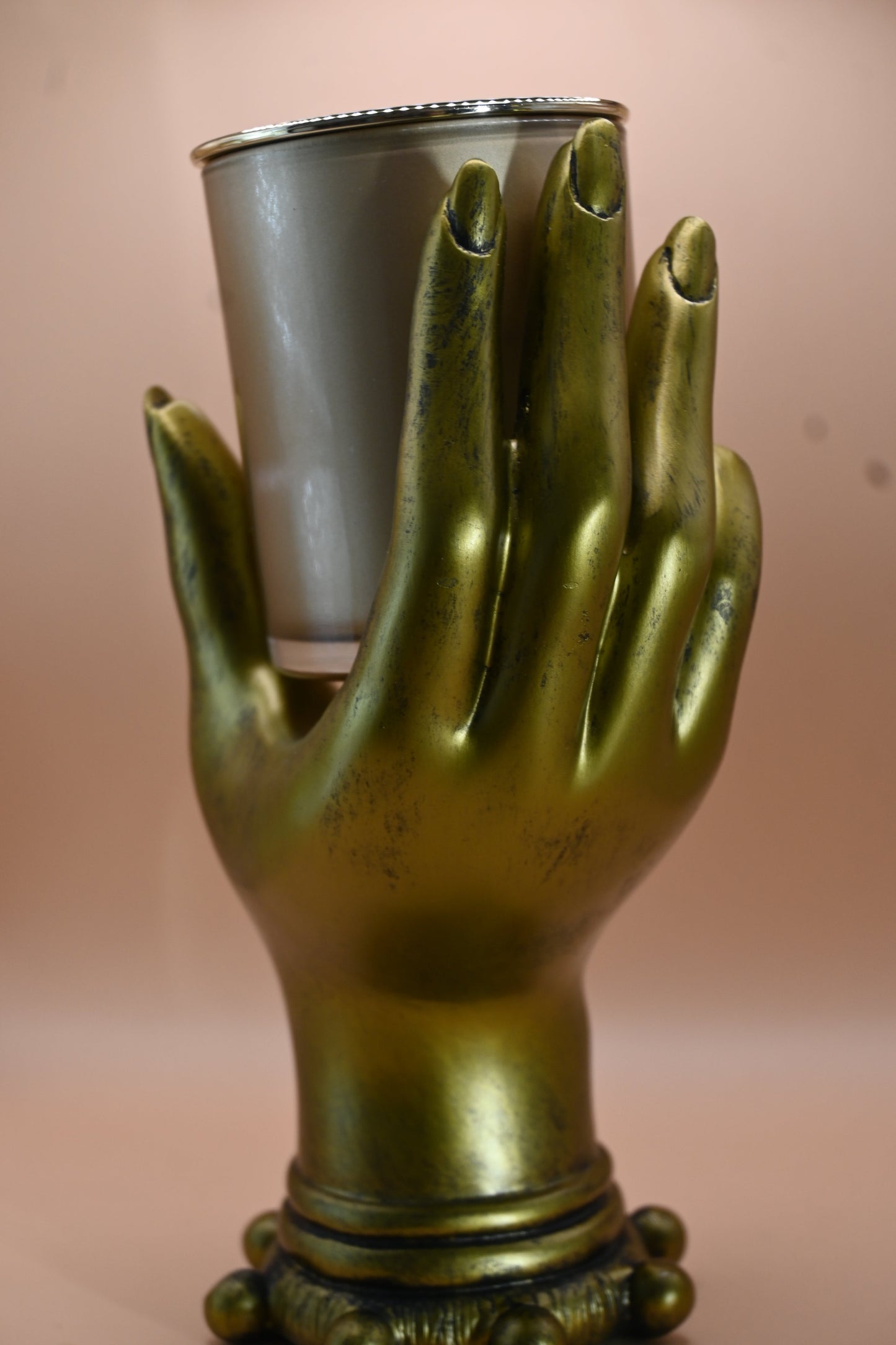 Elegant Hand-Formed Candle Holder in Gold Finish 100G- Gold
