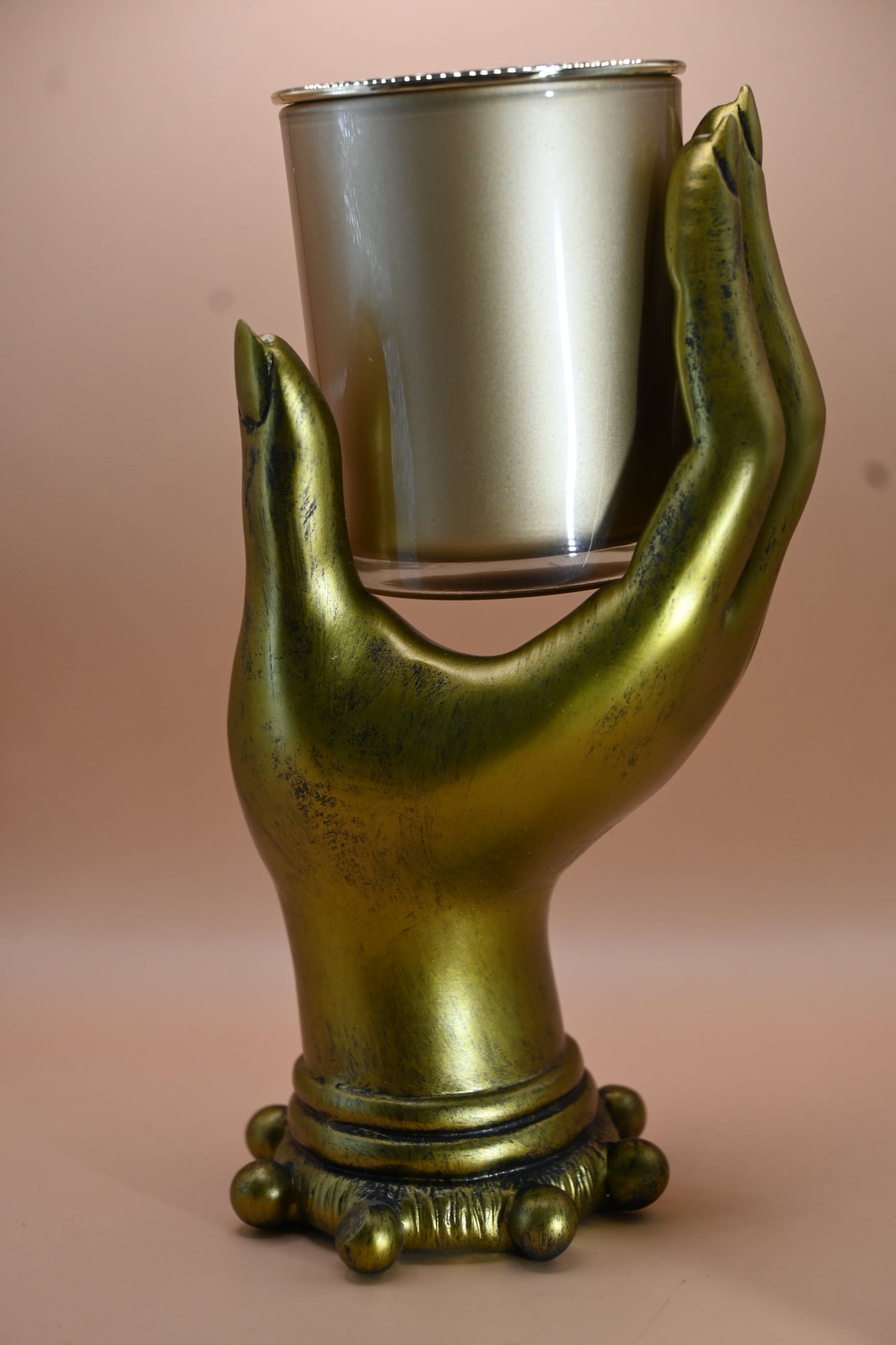 Elegant Hand-Formed Candle Holder in Gold Finish 100G- Gold