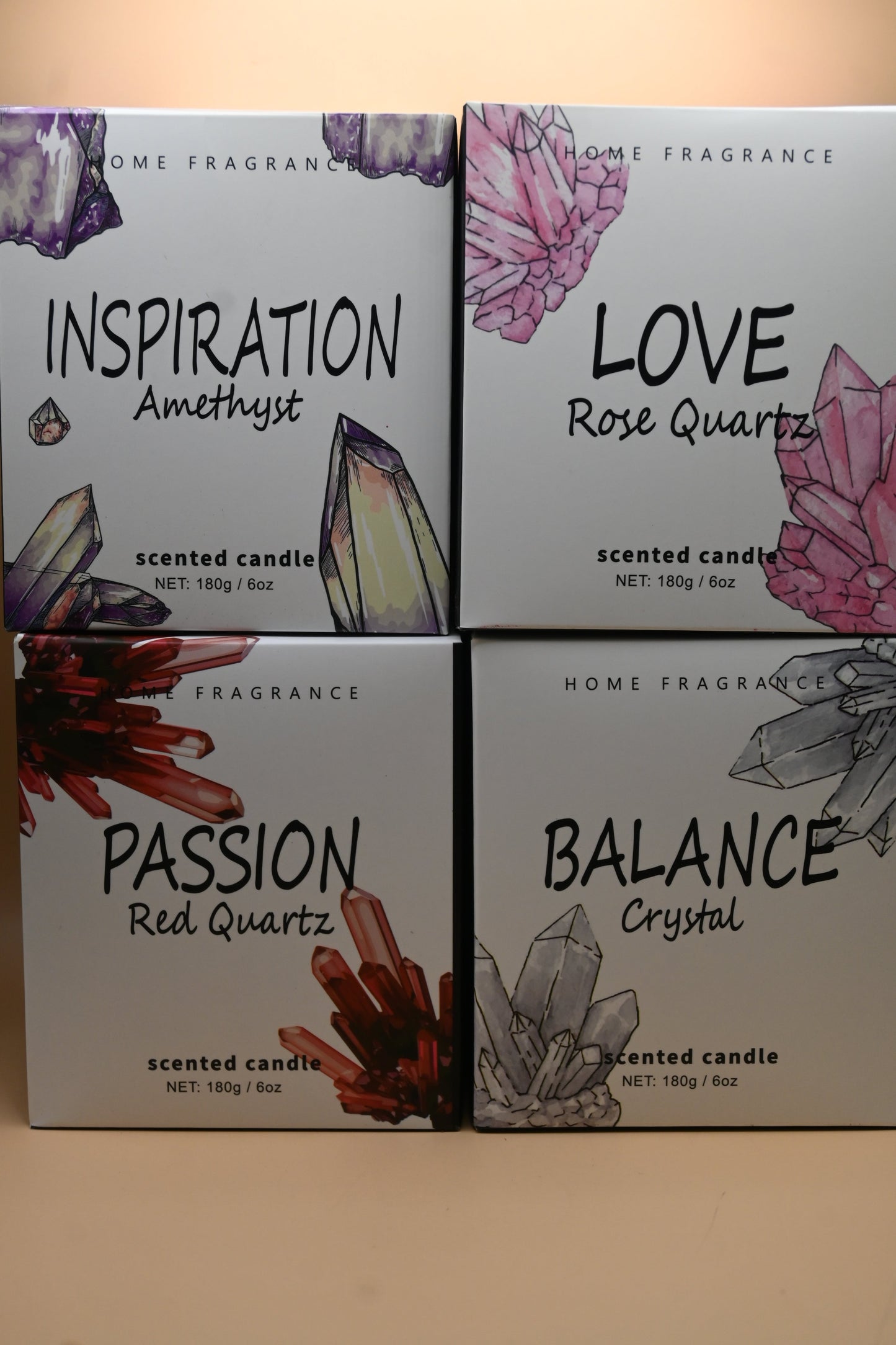 Crystal-Inspired Scented Candles Collection-(4 Scents)