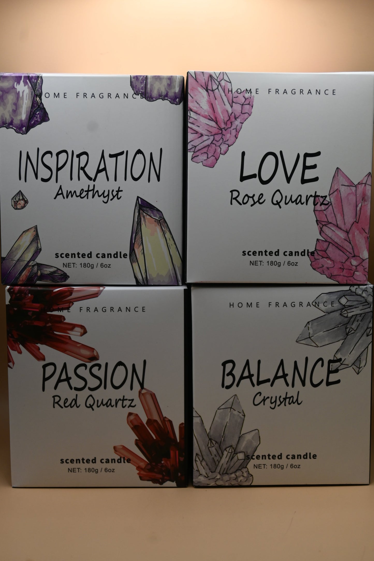 Crystal-Inspired Scented Candles Collection-(4 Scents)
