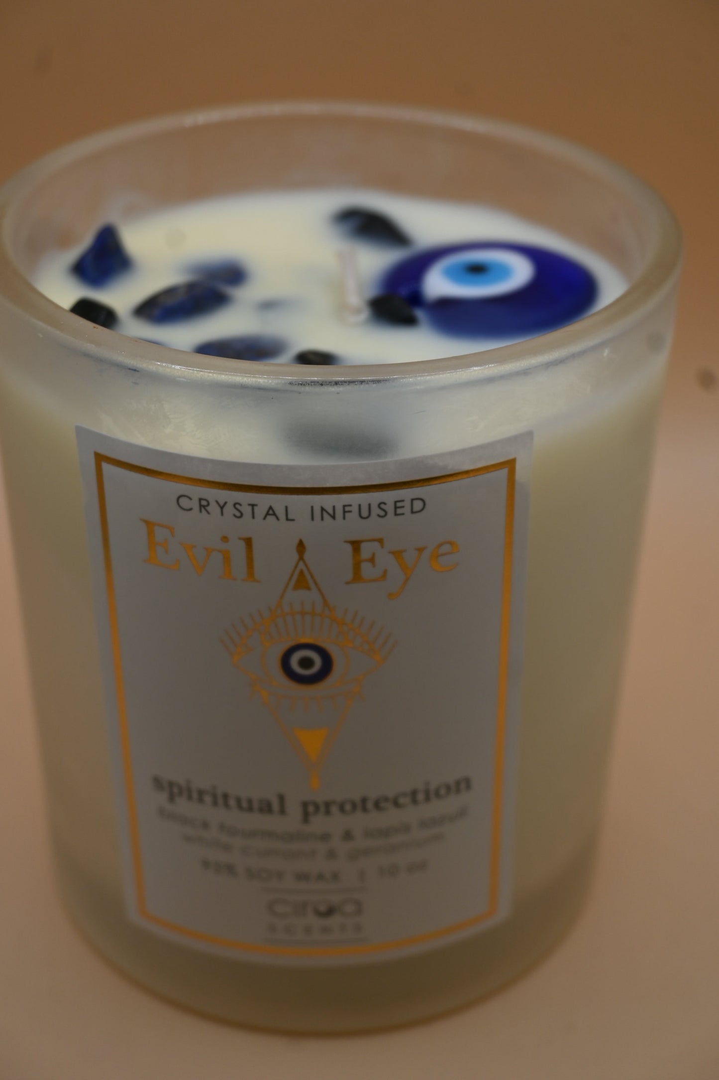 Evil Eye Crystal Infused Candle - Spiritual Protection