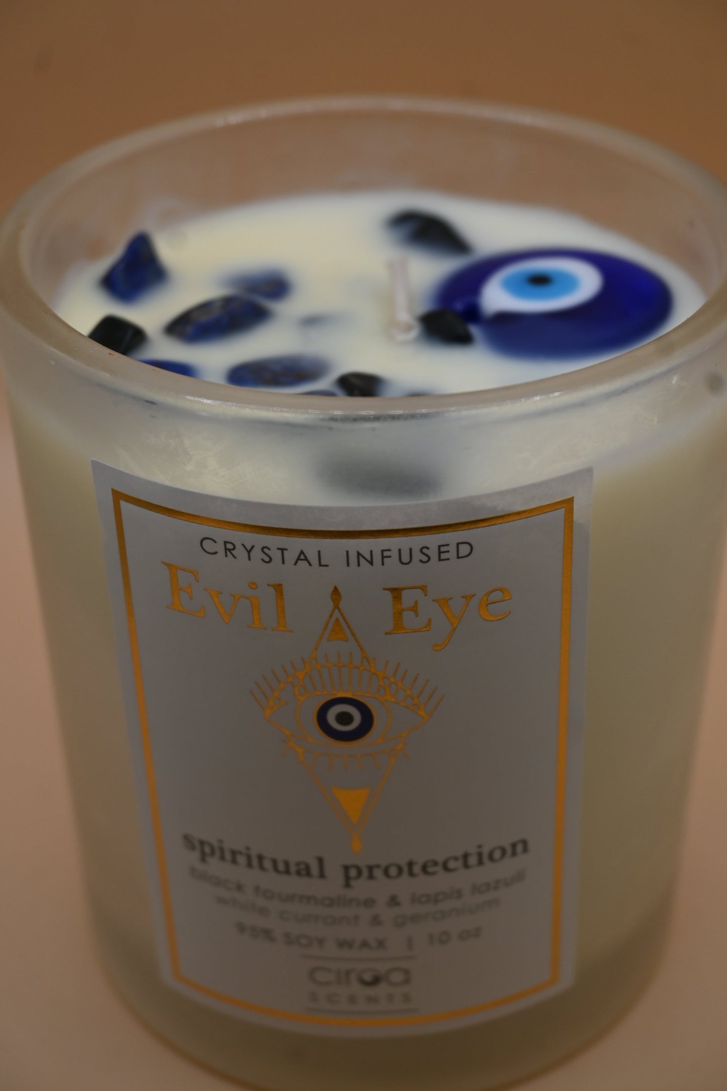 Evil Eye Crystal Infused Candle - Spiritual Protection
