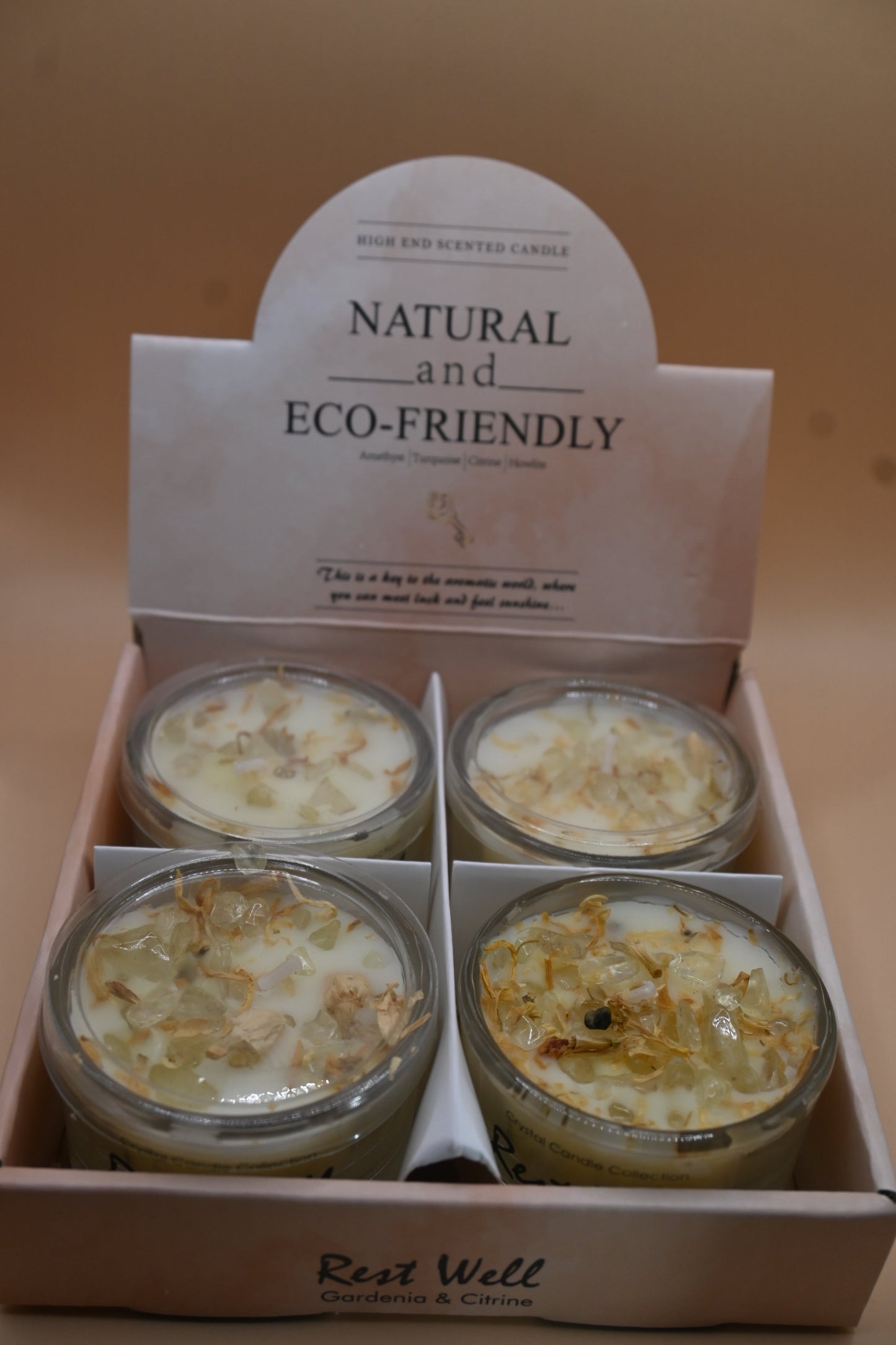 Natural And Eco-Friendly Candle-White and Yellow Kf501 (Set Of 4)