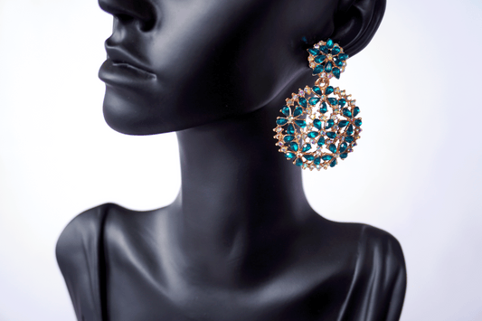 Crystal Mesh Earrings - Blue