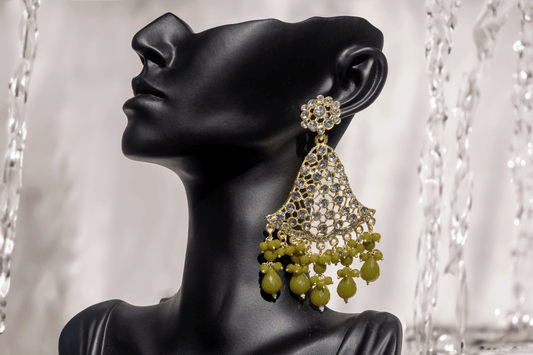 Crystal Chandelier Earrings - Green