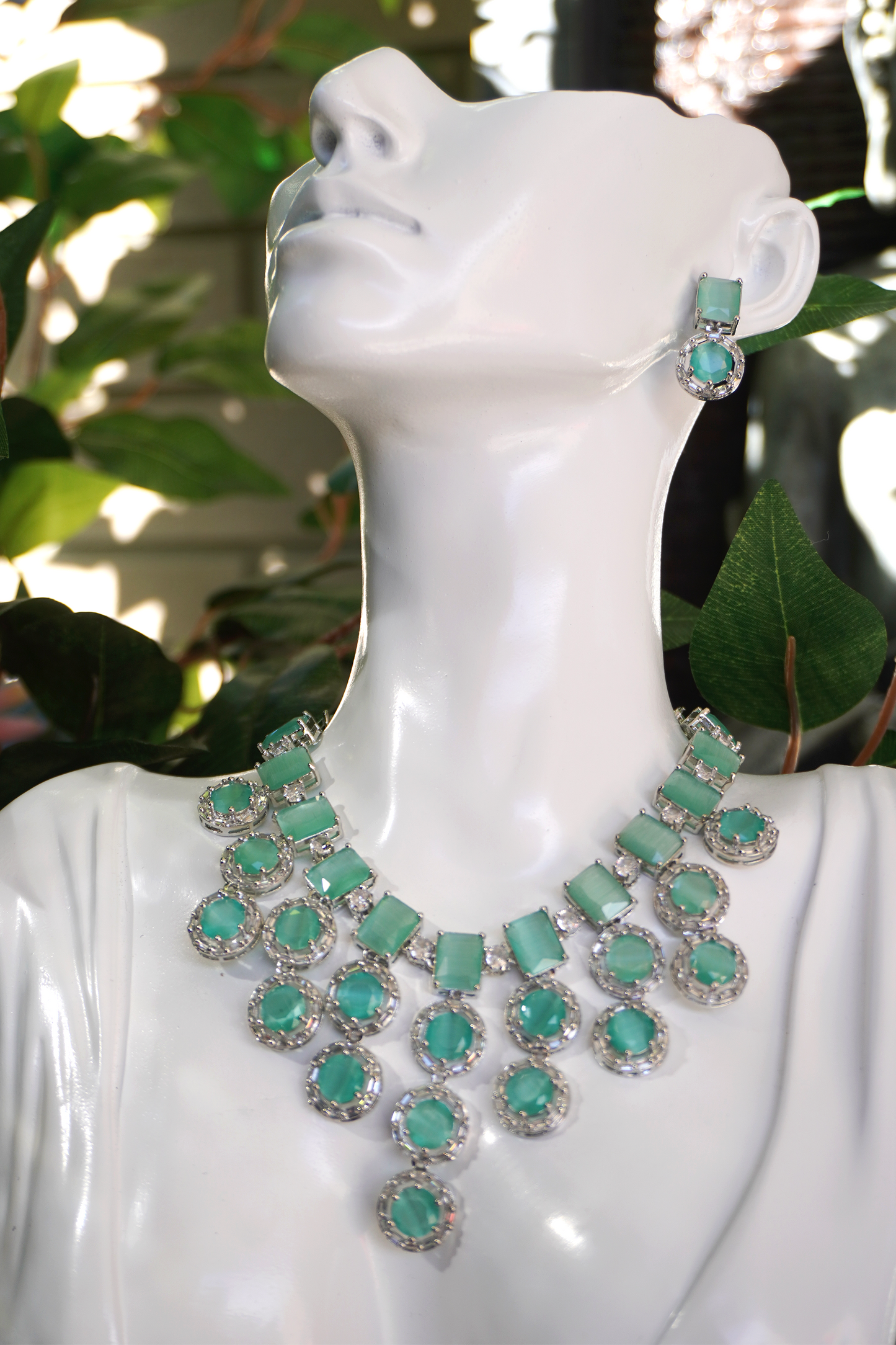 Turquoise AD Necklace Set