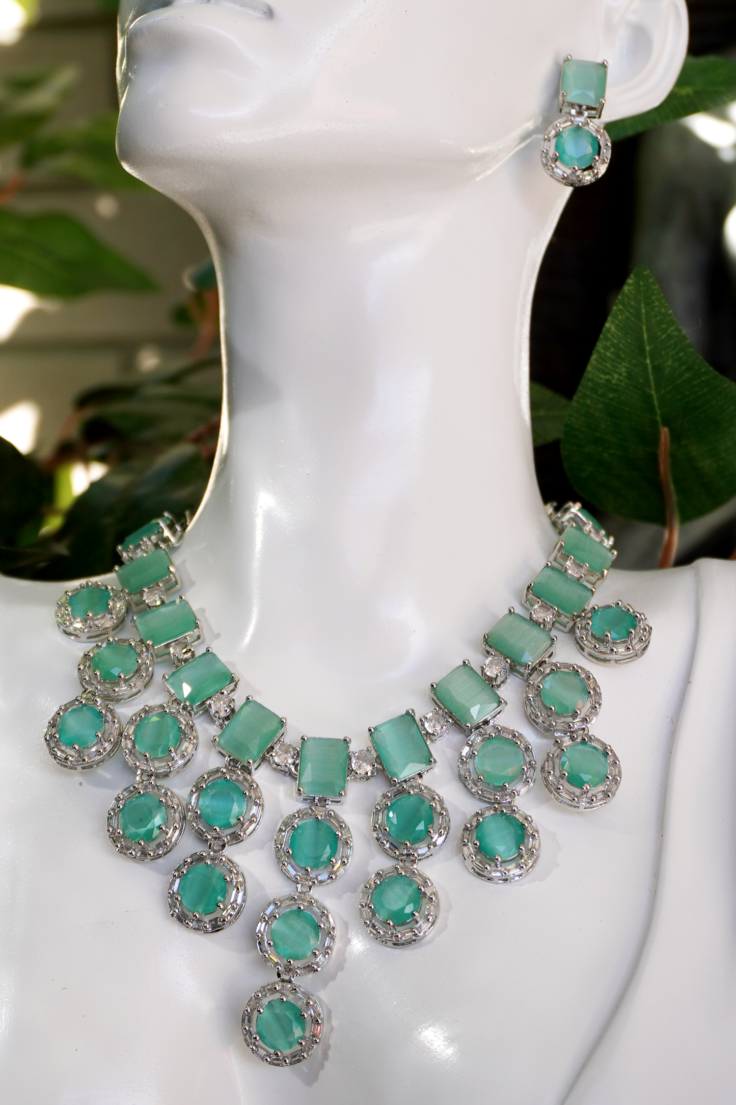 Turquoise AD Necklace Set