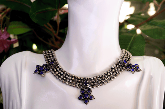 Oxidised Necklace - Blue