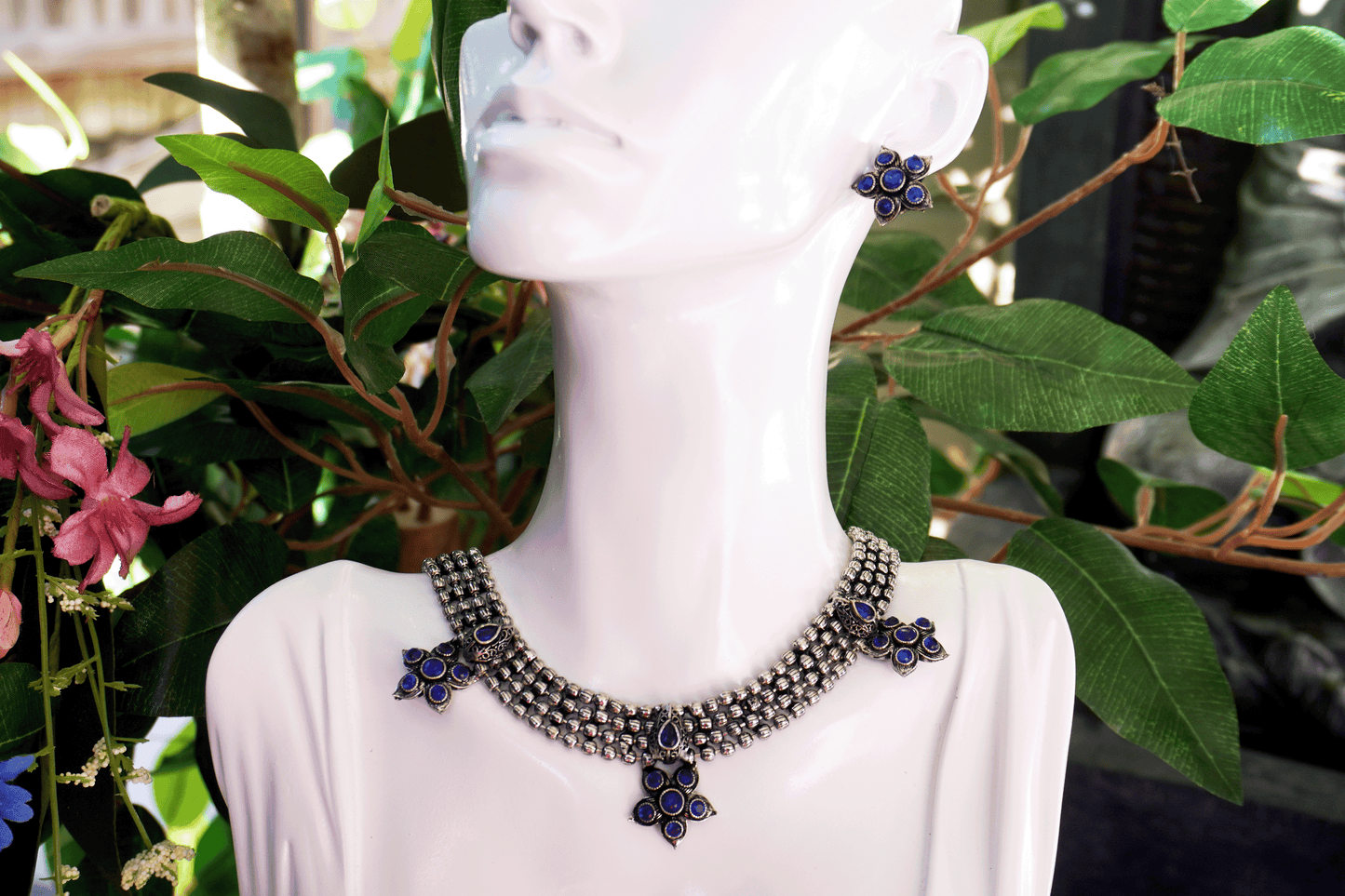 Oxidised Necklace - Blue