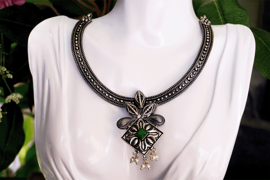 Oxidised Necklace - Green