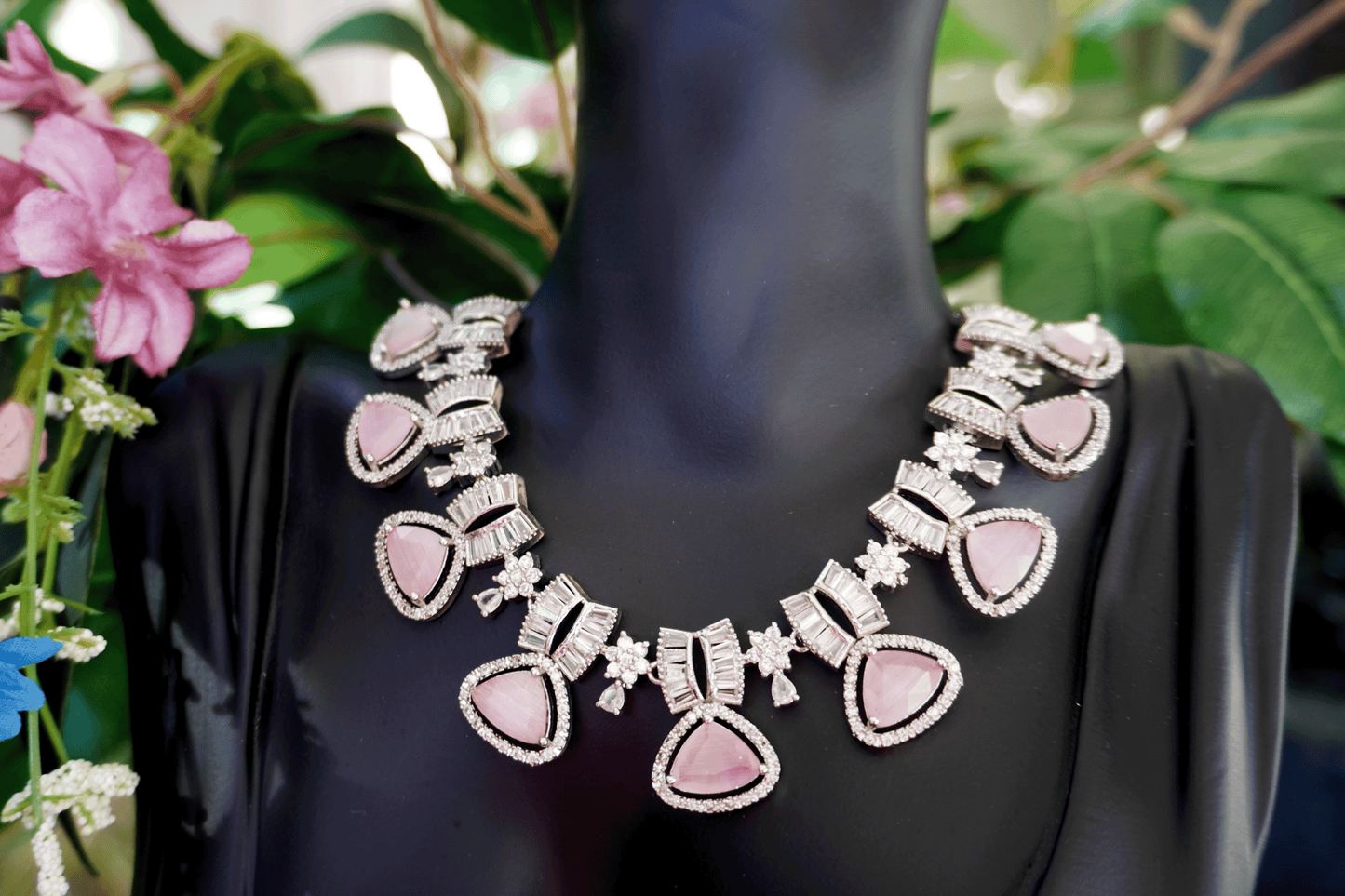 Crystal AD Necklace Set - Soft Pink