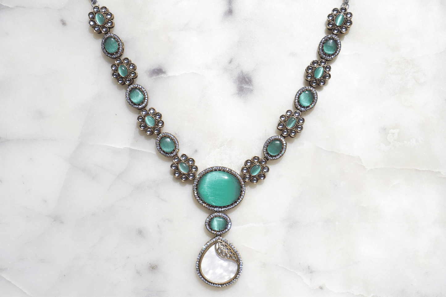 Kundan Necklace Set - Turquoise