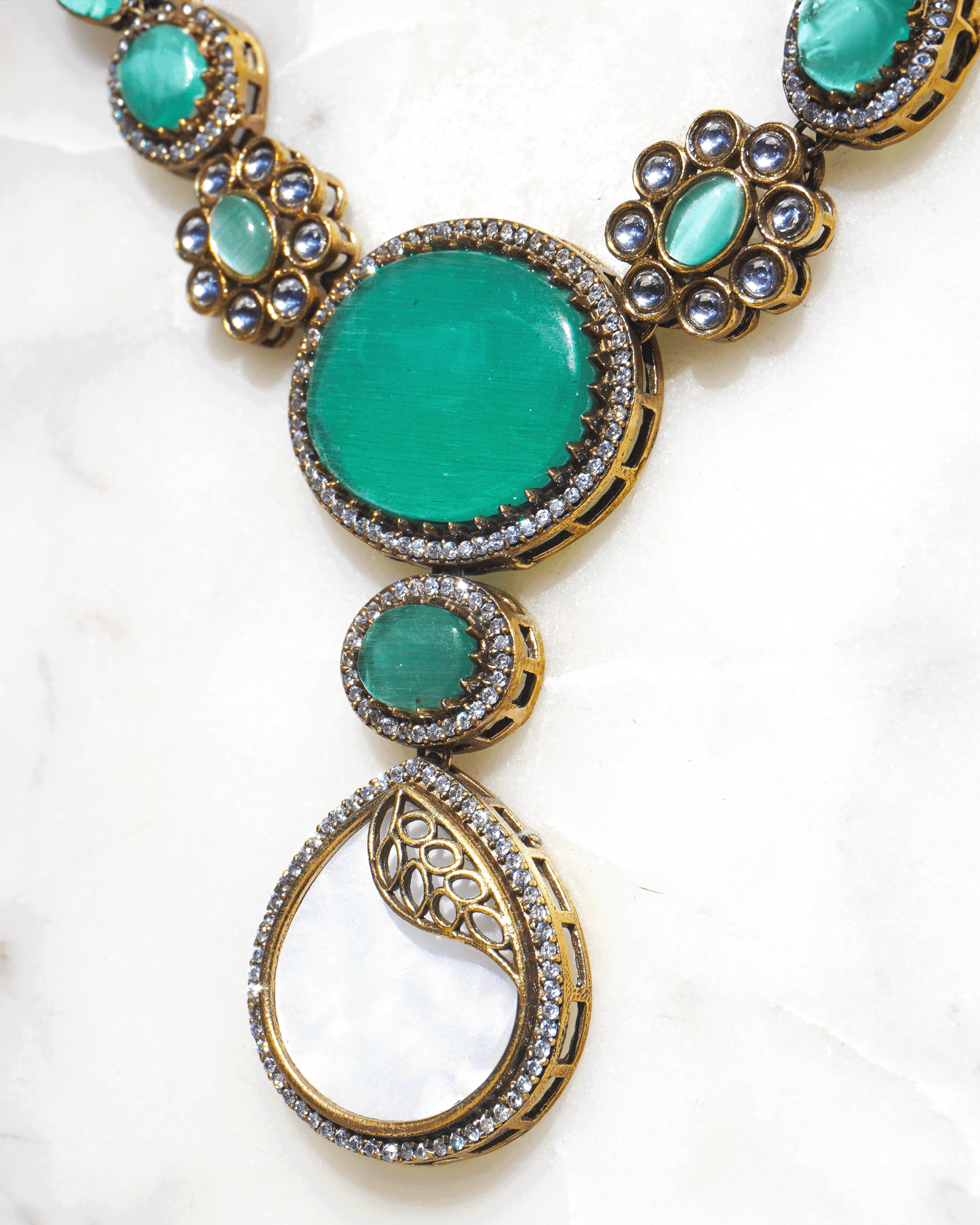 Kundan Necklace Set - Turquoise