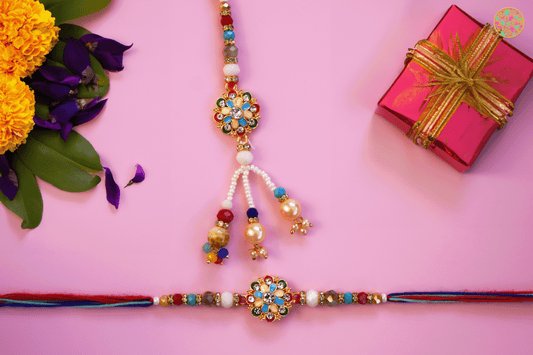 Bhai Babhi Traditional Flower Rakhi Set