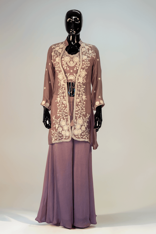 Sharara Set with Jacket - Taffy Pink